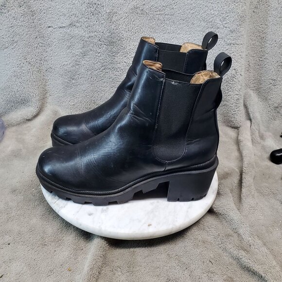 Steve Madden Shoes Womens Size 9 Amulet Black Leather Chelsea Boots *Read* - Picture 1 of 9